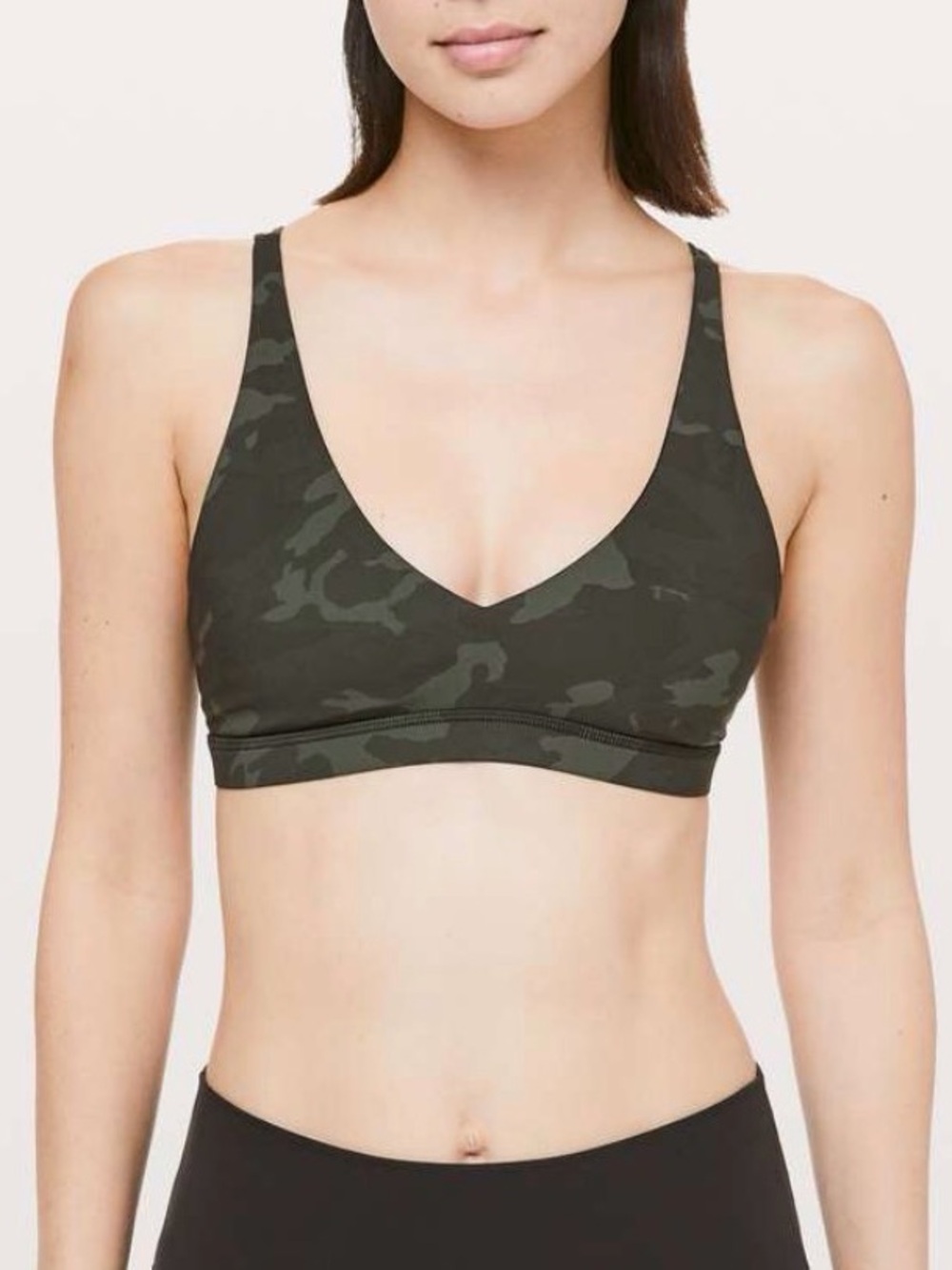Lululemon Freely Flexed Bra Incognito Camo Multi Gator Green / Black
